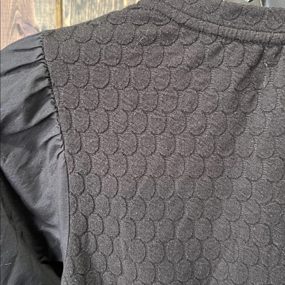 Anthropologie‎ Porridge Black Textured Puff Sleeve Pullover Sweater XS Boho Chic